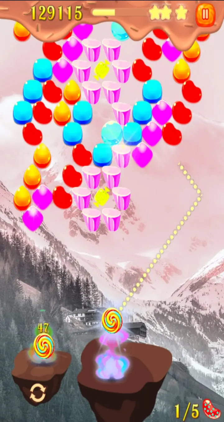 لقطة توضح عناصر اللعب والتقدم داخل Candy Bubble Shooter