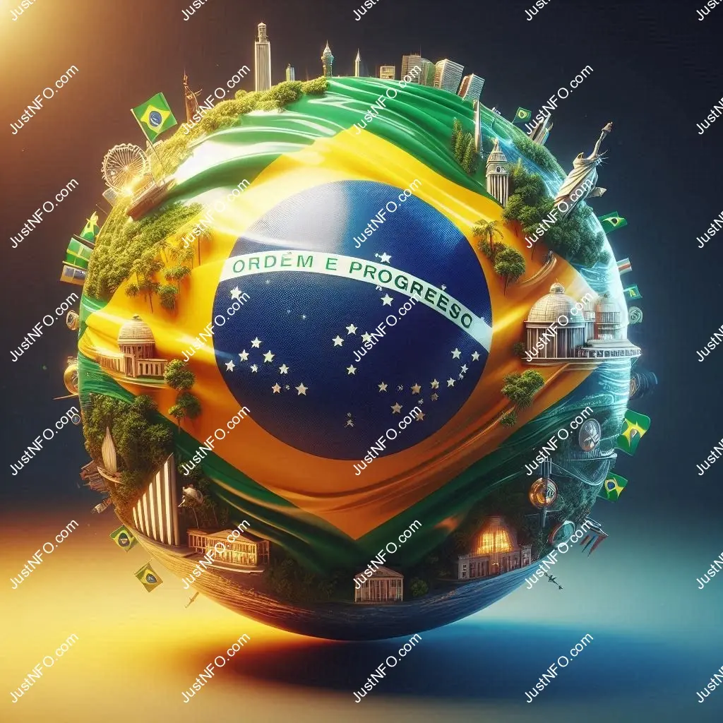علم البرازيل ثلاثي الأبعاد داخل المنصة الإنجليزية