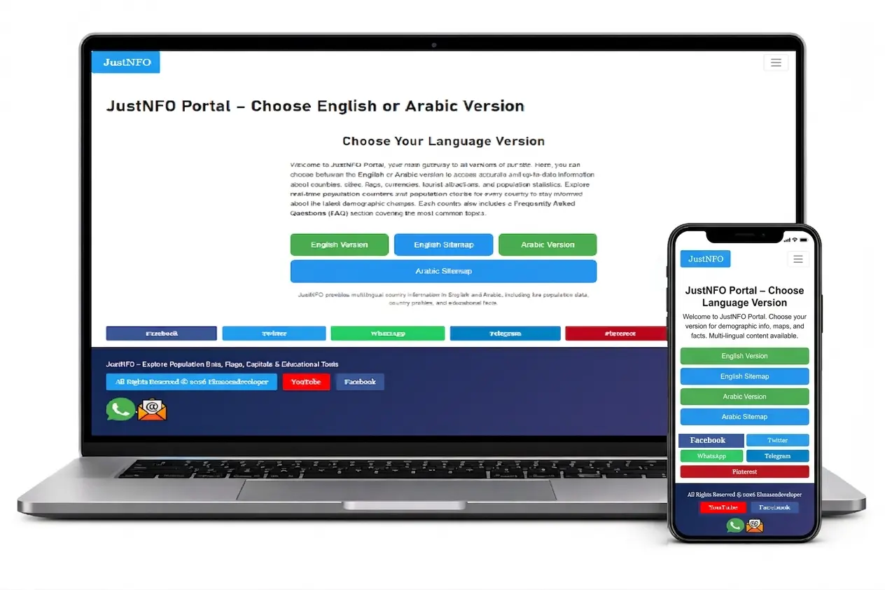 الصفحة الرئيسية لمنصة متعددة اللغات تضم محتوى باللغتين العربية والإنجليزية